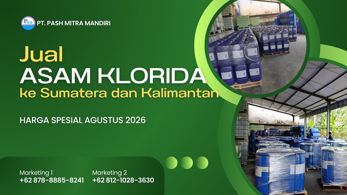 Jual Asam Klorida ke Sumatera dan Kalimantan Agustus 2026