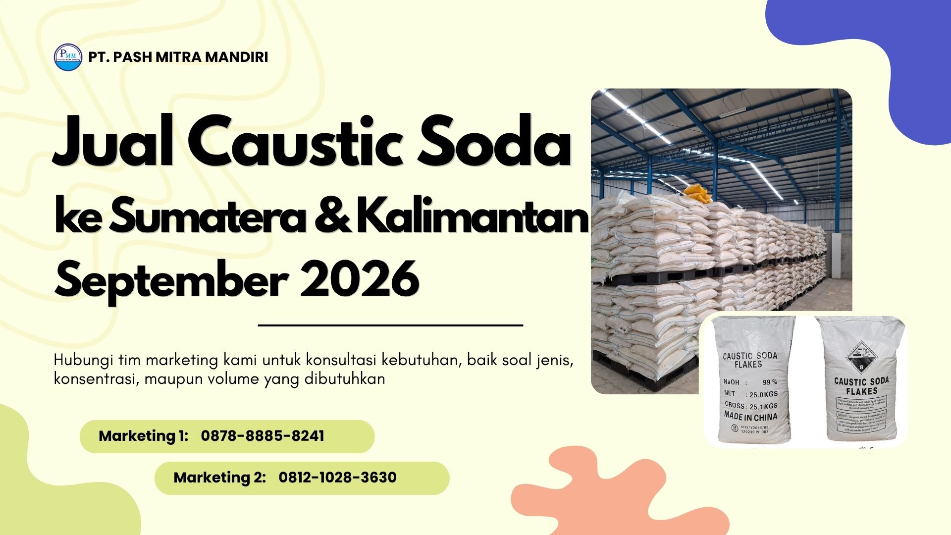 Jual Caustic Soda ke Sumatera dan Kalimantan September 2026