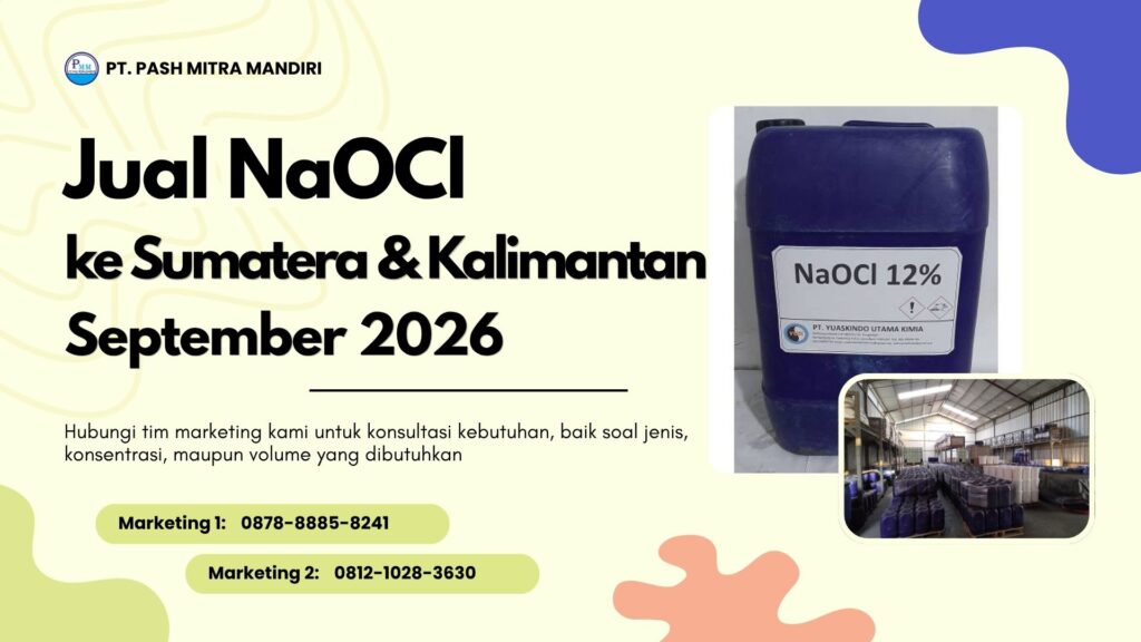 Jual NaOCl ke Sumatera dan Kalimantan, September 2026