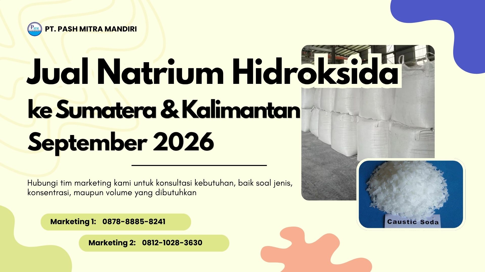 Jual Natrium Hidroksida ke Sumatera dan Kalimantan, September 2026