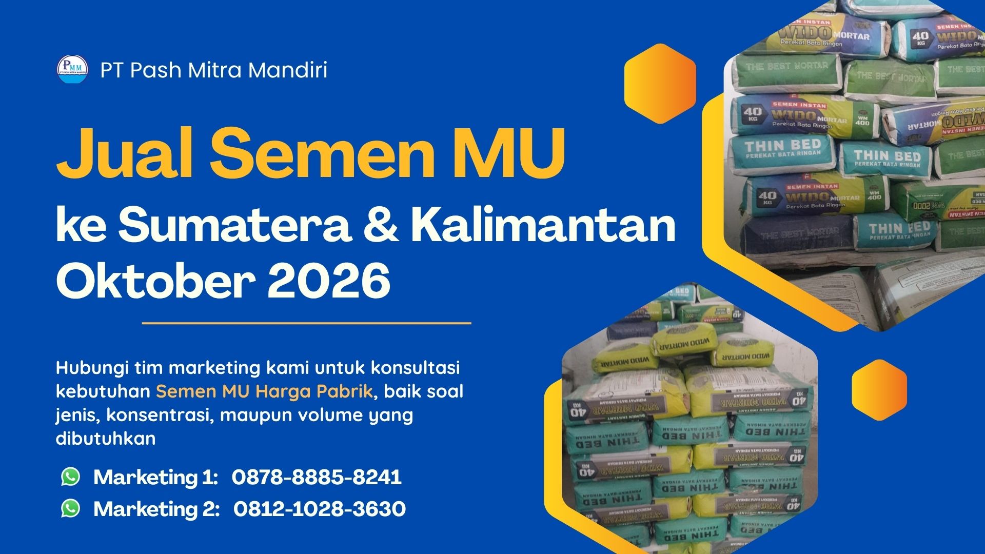 Jual Semen MU Harga Pabrik ke Sumatera dan Kalimantan Oktober 2026